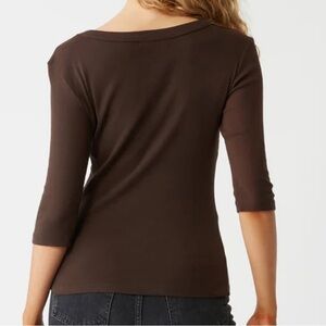 Michael Stars Dark Brown 3/4 Sleeve Tee